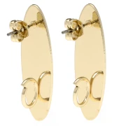Clous d'oreilles ovale 30x9 mm avec anneau ouvert - Doré x2