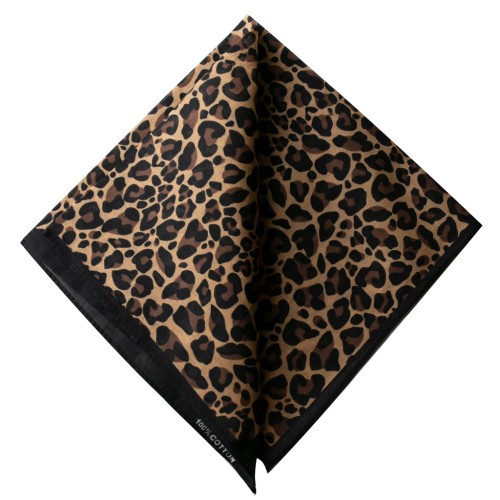 Bandana 100% coton - motif Léopard - Beige foncé - Marron - Noir x1