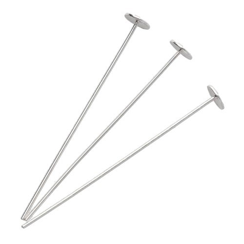 Clous tête plate 25x0.4 mm - tête du clou 3 mm - Argent 925 x10