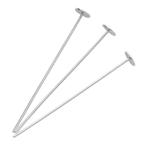 Clous tête plate 25x0.4 mm - tête du clou 3 mm - Argent 925 x10