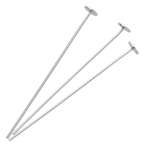 Clous tête plate 30x0.5 mm - tête du clou 3 mm - Argent 925 x10
