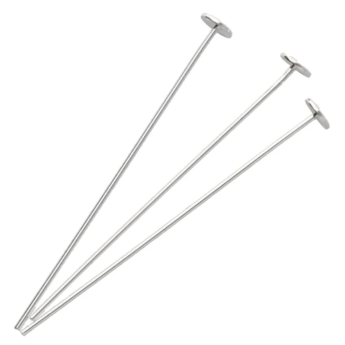 Clous tête plate 30x0.5 mm - tête du clou 3 mm - Argent 925 x10