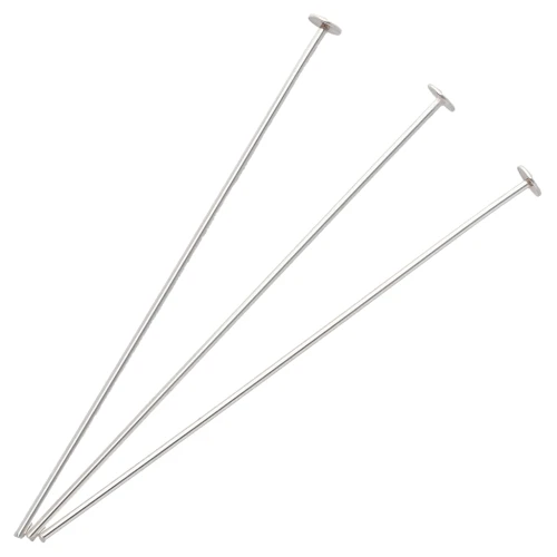 Clous tête plate 50x0.8 mm - tête du clou 3 mm - Argent 925 x6