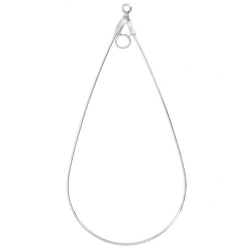 Supports boucles d'oreilles gouttes un anneau 44x23 mm - Argenté x2