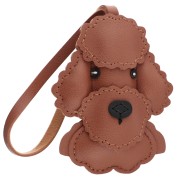 Pendentif chien caniche 9x7 cm pour bijou de sac - PU - Marron x1