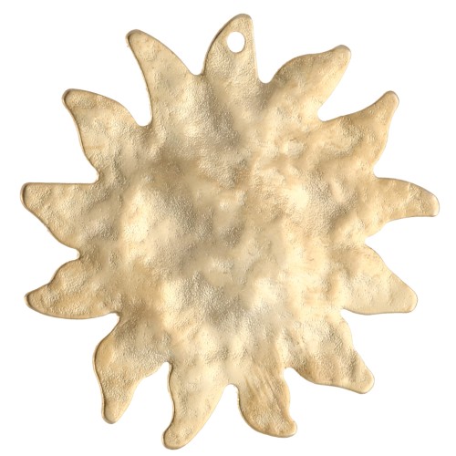 Pendentif soleil martelé 31 mm - Doré à l'or fin satiné x1