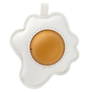 Nourriture - Pendentif oeuf au plat 7x6 cm pour bijou de sac - PU - Blanc - Jaune x1 Pendentif oeuf au plat 7x6 cm pour bijou de sac - PU - Blanc - Jaune x1