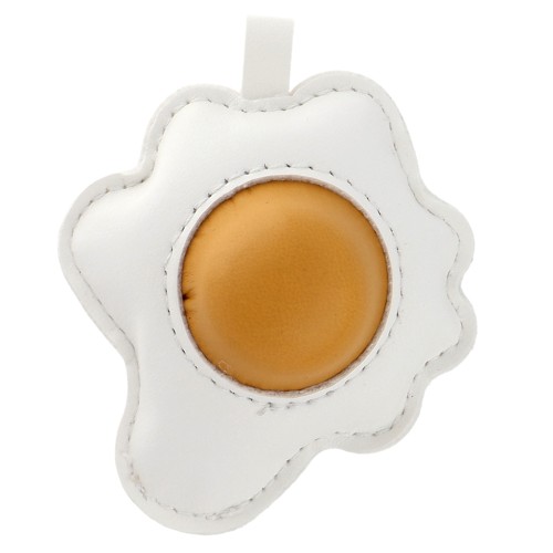 Pendentif oeuf au plat 7x6 cm pour bijou de sac - PU - Blanc - Jaune x1