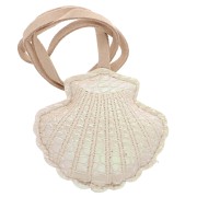 Pendentif coquillage 6x6 cm pour bijou de sac - PU - Crème nacré x1