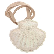 Pendentif coquillage 6x6 cm pour bijou de sac - PU - Crème nacré x1