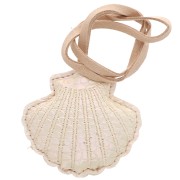 Pendentif coquillage 6x6 cm pour bijou de sac - PU - Crème nacré x1