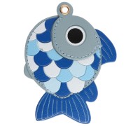 Poisson - Pendentif poisson 10x7.5 cm pour bijou de sac - PU - Multi Bleu - Blanc x1 Pendentif poisson 10x7.5 cm pour bijou de sac - PU - Multi Bleu - Blanc x1