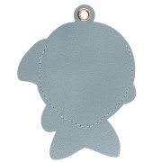 Pendentif poisson 10x7.5 cm pour bijou de sac - PU - Multi Bleu - Blanc x1