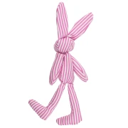 Pendentif lapin 12x4 cm pour bijou de sac - Tissu - Rayé Rose - Blanc x1