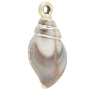 Pendentif coquillage 43x21 mm en acrylique - Beige marbré - Doré x1