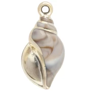 Pendentif coquillage 43x21 mm en acrylique - Beige marbré - Doré x1