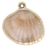 Pendentif coquillage 28x27 mm en acrylique - Beige marbré - Doré x1