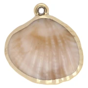 Pendentif coquillage 28x27 mm en acrylique - Beige marbré - Doré x1