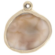 Pendentif coquillage 28x27 mm en acrylique - Beige marbré - Doré x1