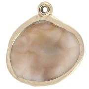 Pendentif coquillage 28x27 mm en acrylique - Beige marbré - Doré x1