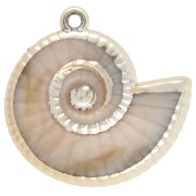 Pendentif coquillage 33x34 mm en acrylique - Beige marbré - Doré x1