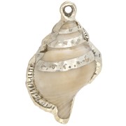 Pendentif coquillage 46x30 mm en acrylique - Beige marbré - Doré x1