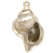 Pendentif coquillage 46x30 mm en acrylique - Beige marbré - Doré x1