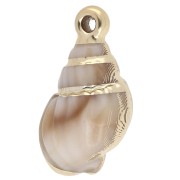 Pendentif coquillage 25.5x14 mm en acrylique - Beige marbré - Doré x1