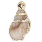 Pendentif coquillage 25.5x14 mm en acrylique - Beige marbré - Doré x1