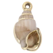 Pendentif coquillage 25.5x14 mm en acrylique - Beige marbré - Doré x1