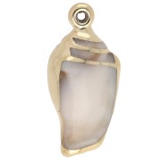 Pendentif coquillage 32x15 mm en acrylique - Beige marbré - Doré x1