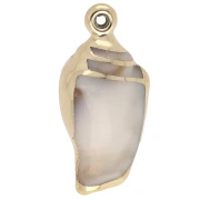 Pendentif coquillage 32x15 mm en acrylique - Beige marbré - Doré x1