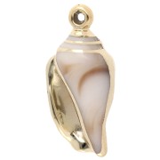 Pendentif coquillage 32x15 mm en acrylique - Beige marbré - Doré x1
