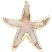 Pendentif étoile de mer 49x45.5 mm en acrylique - Beige marbré - Doré x1