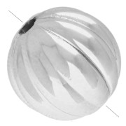 Perles rondes striées 11 mm en acrylique métallisée CCB - Argenté x8