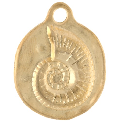 Pendentif coquillage spirale 19 mm - Doré à l'or fin x1