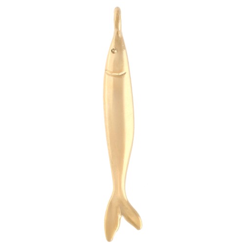 Pendentif poisson 40x6.5 mm - Doré à l'or fin x1