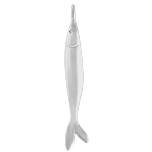 Pendentif poisson 40x6.5 mm - Placage Argent fin vieilli x1
