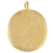 Pendentif rond irrégulier 20 mm coquillage - Doré à l'or fin - Blanc nacré x1