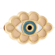 Perle oeil 11x17 mm avec résine époxy - Doré à l'or fin - Saumon - Bleu x1