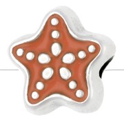 Perle étoile de mer 9 mm avec résine époxy Placage argent fin vieilli -Corail x1|raw }}