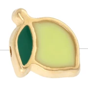 Perle citron 10x12 mm avec résine époxy - Doré à l'or fin - Jaune x1