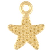 Breloque étoile de mer 11.5x9 mm avec résine époxy - Doré à l'or fin - Blanc x1