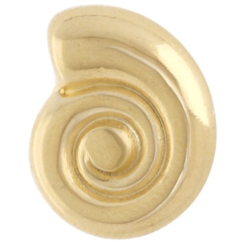 Poussoir double pour cordon 2 mm - coquillage - 13x15 mm - Doré à l'or fin x1