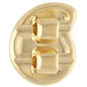 Poussoir double pour cordon 2 mm - coquillage - 13x15 mm - Doré à l'or fin x1