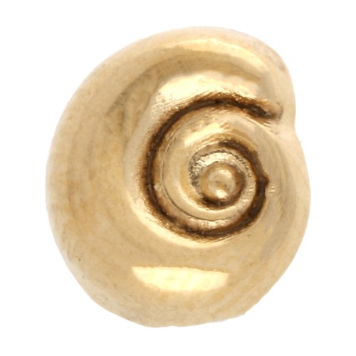 Poussoir coquillage spirale 5 mm pour lacet 3 mm - Doré à l'or fin x1