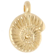 Breloque coquillage spirale 9 mm - Doré à l'or fin x1
