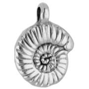 Breloque coquillage spirale 9 mm - Placage argent fin vieilli x1