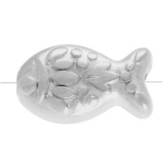 Perle poisson texturé 6x10.5 mm - Placage argent fin vieilli x1