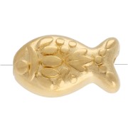 Perle poisson texturé 6x10.5 mm -  Doré à l'or fin x1